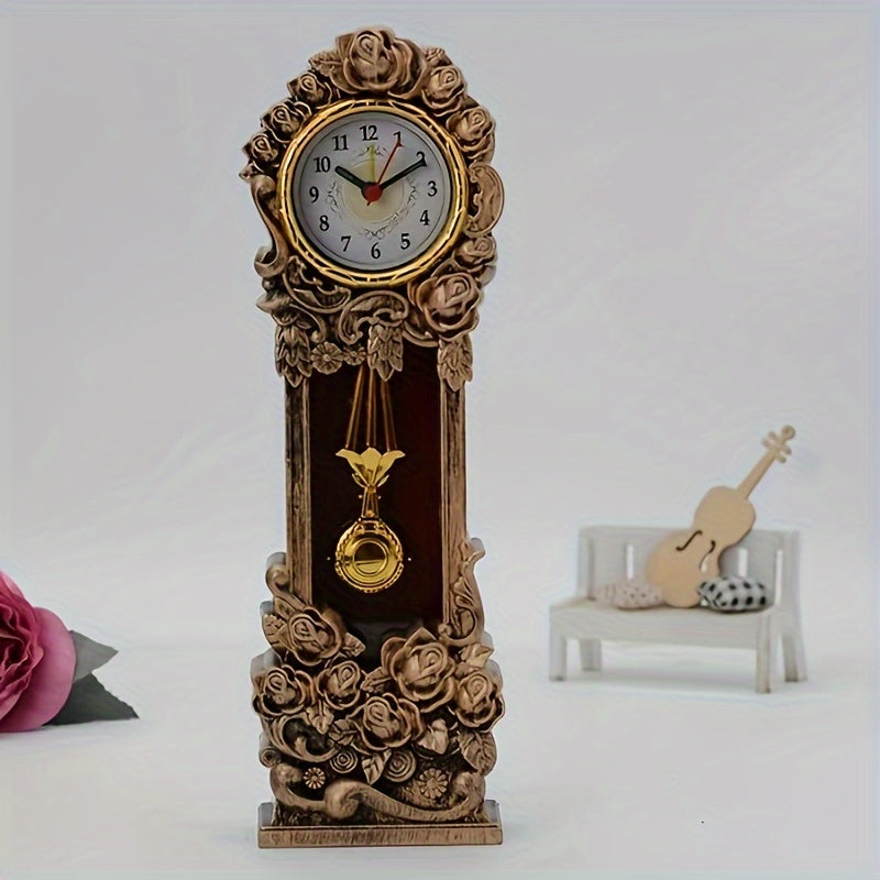 Elegant Vintage Floral Pendulum Clock – Atmospheric Decoration for Your Living Room or Office