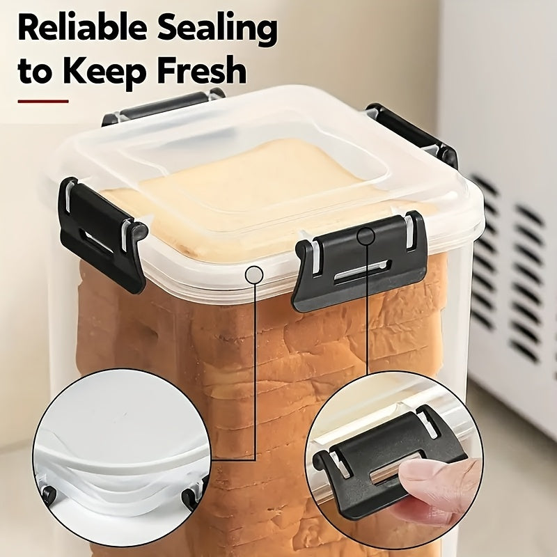 Transparent Bread Box with Airtight Lid - Freshness Preservation and Slicing Guide