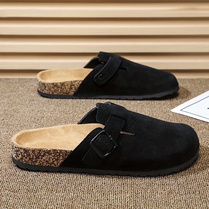 Unisex Slip-on Faux Suede Mules – Lightweight and Comfortable with Cork Sole