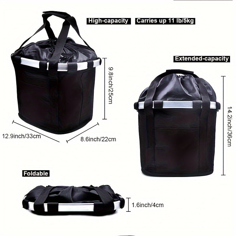 Foldable Bicycle Basket – High Capacity and Sturdy Load Capacity for Bikes and Pets