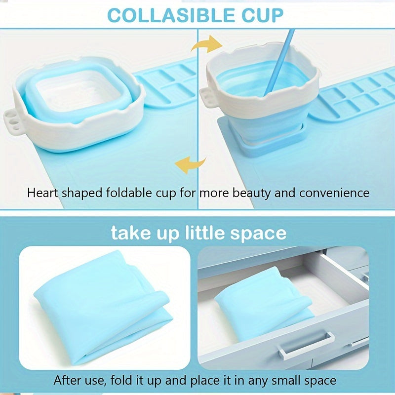 Silicone Painting Mat with Palette and Brush Holder – Durable and Flexible