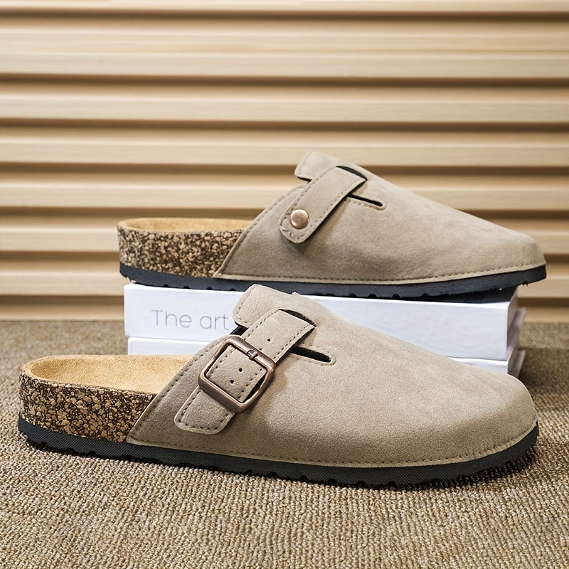 Unisex Slip-on Faux Suede Mules – Lightweight and Comfortable with Cork Sole