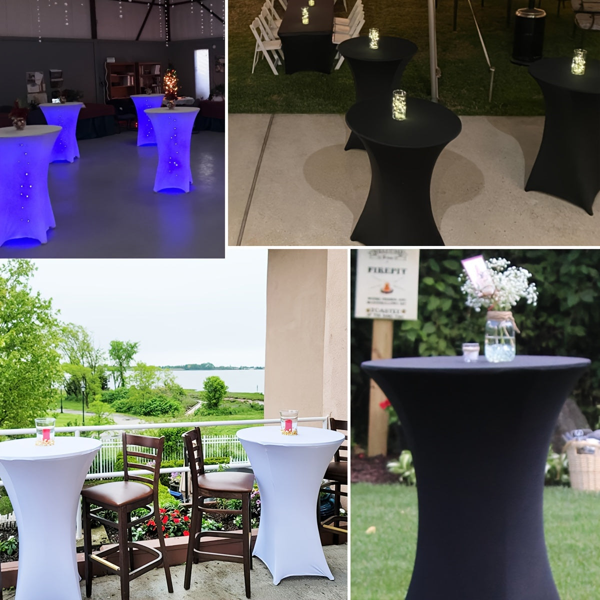 Stretchy Cocktail Table Covers - Solid Color, Ideal for Parties and Events