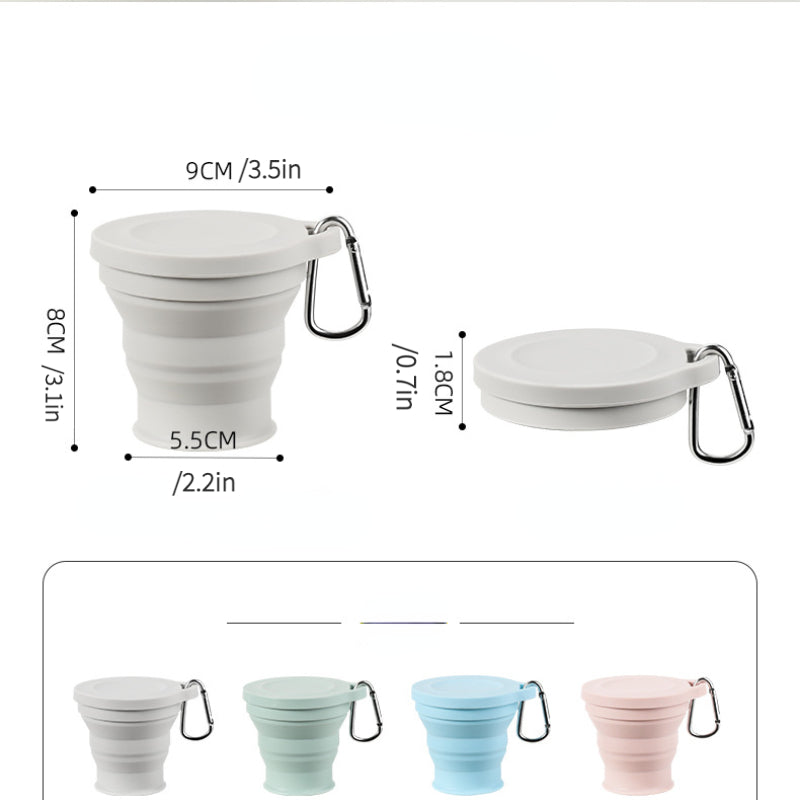 Foldable Silicone Cup with Carabiner - Portable and Durable Cup for Outdoor and Camping