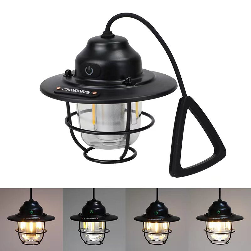 Vintage LED Camping Lantern - Rechargeable and Durable for Outdoor Adventures