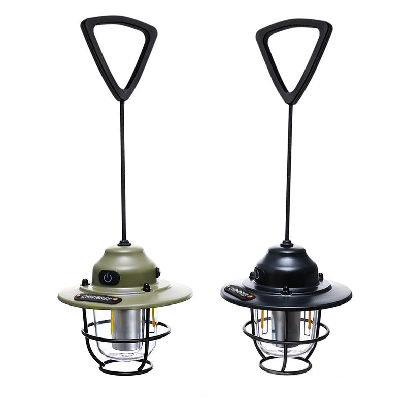 Vintage LED Camping Lantern - Rechargeable and Durable for Outdoor Adventures