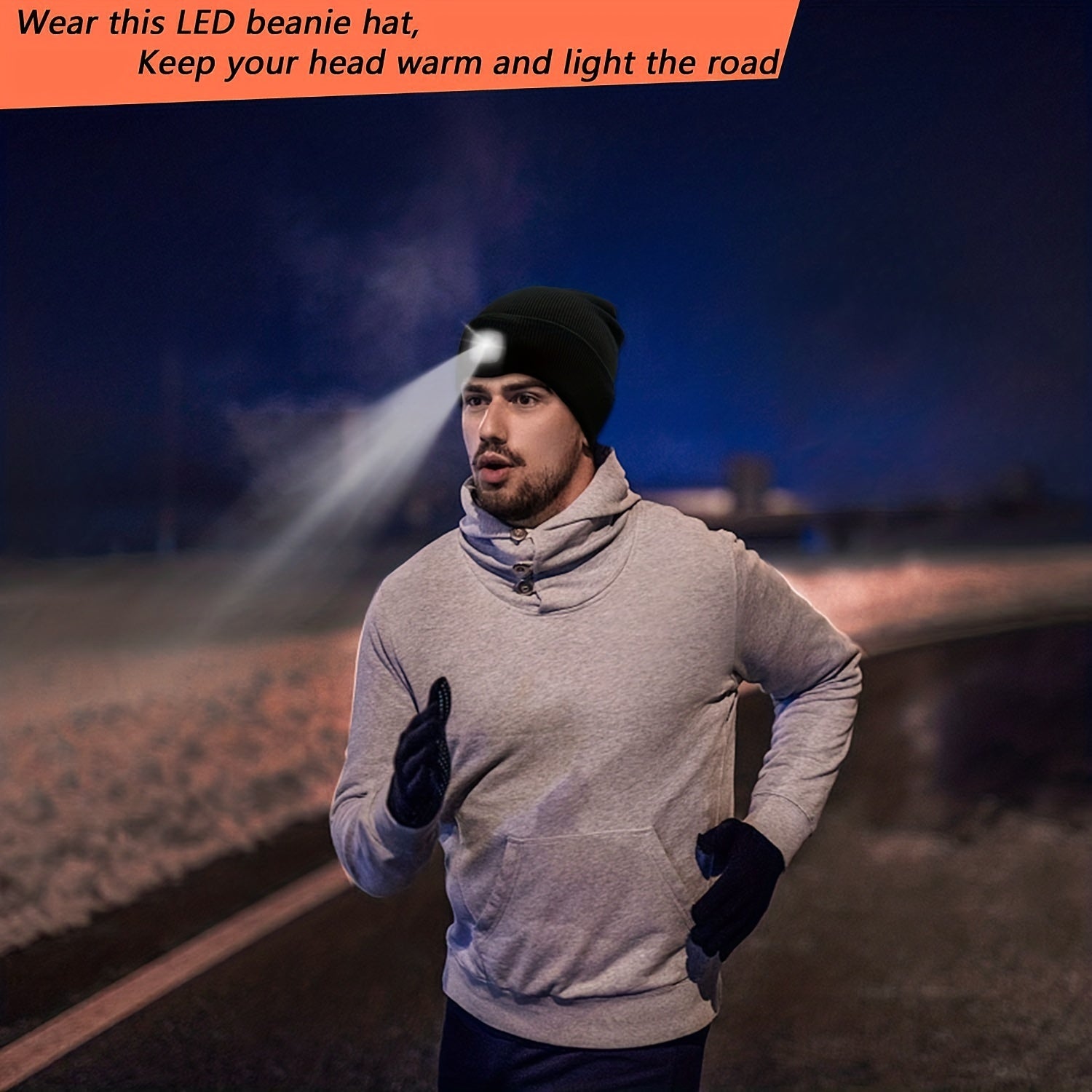 Unisex Beanie with LED Light – Handy Lighting for Evening Walks