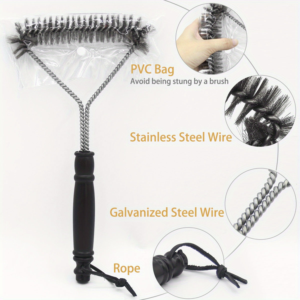 Y-Shaped BBQ Brush with Long Handle – Stainless Steel Cleaning Brush for Thorough Grill Cleaning