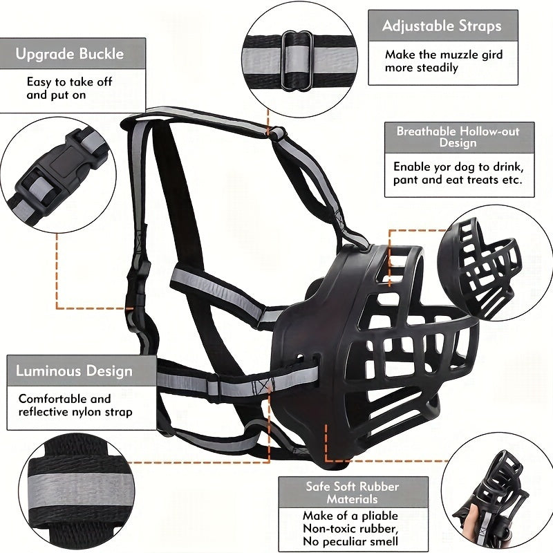 Adjustable Dog Muzzle – Breathable and Safe for Training and Walking
