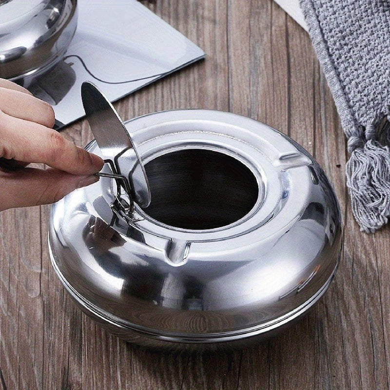 Stainless Steel Ashtray with Lid – Windproof and Rust-Free Ashtray for Indoor and Outdoor Use