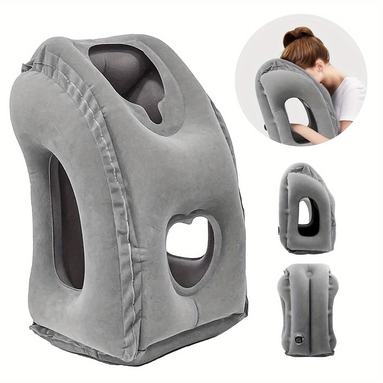 Inflatable Travel Neck Pillow with Heart Cut-Out – Compact and Washable