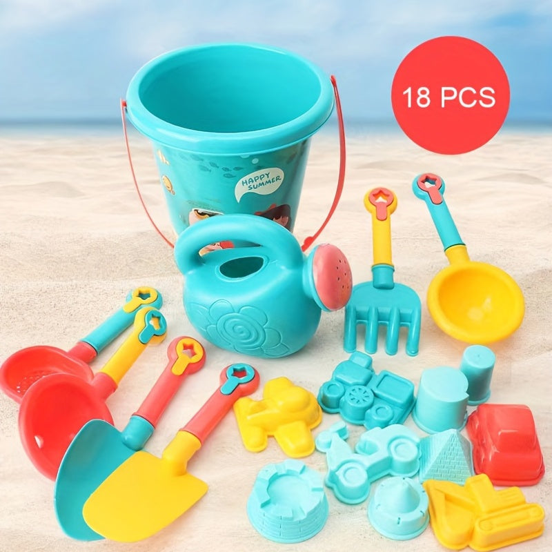 18-Piece Beach and Snow Playset – Complete with Bucket, Shovel, and Fun Tools for Creative Play