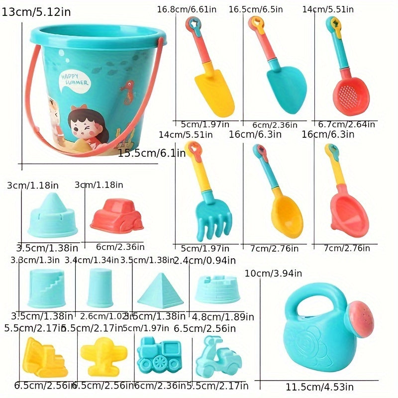 18-Piece Beach and Snow Playset – Complete with Bucket, Shovel, and Fun Tools for Creative Play