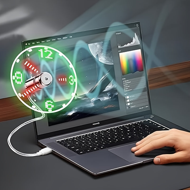 Portable USB LED Clock Fan with Time Display