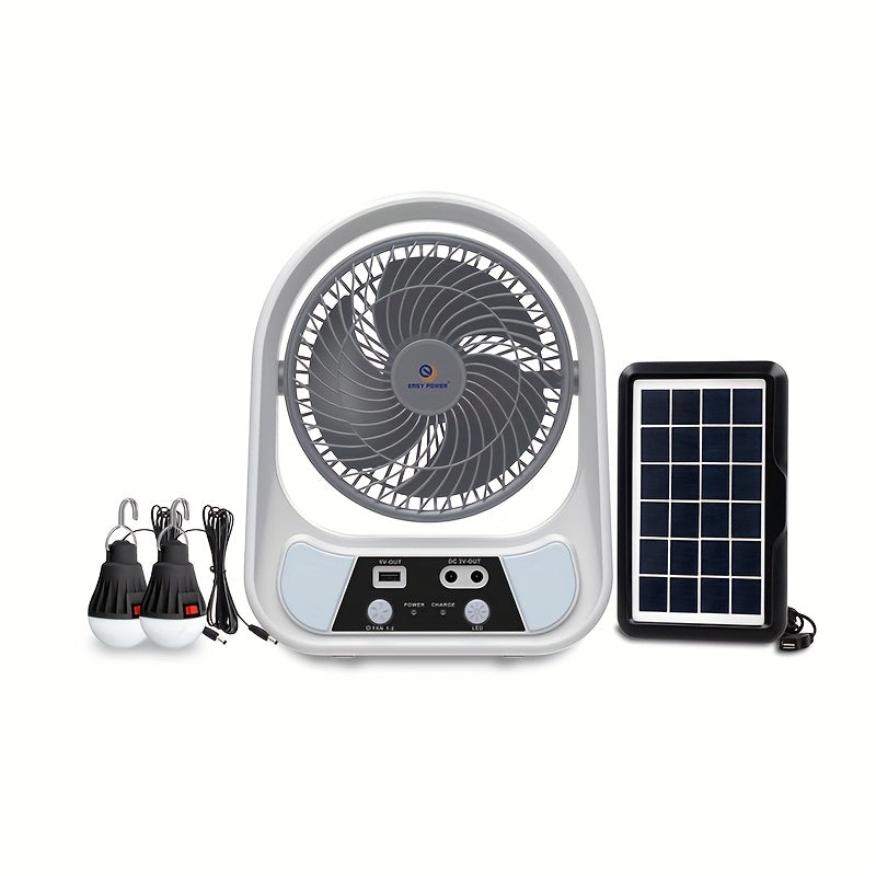 Portable Solar-Powered Fan and Night Light – Multifunctional and Rechargeable