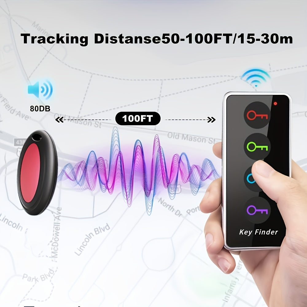 Key Finder with 4 Receivers – LED Flashlight & Portable Design