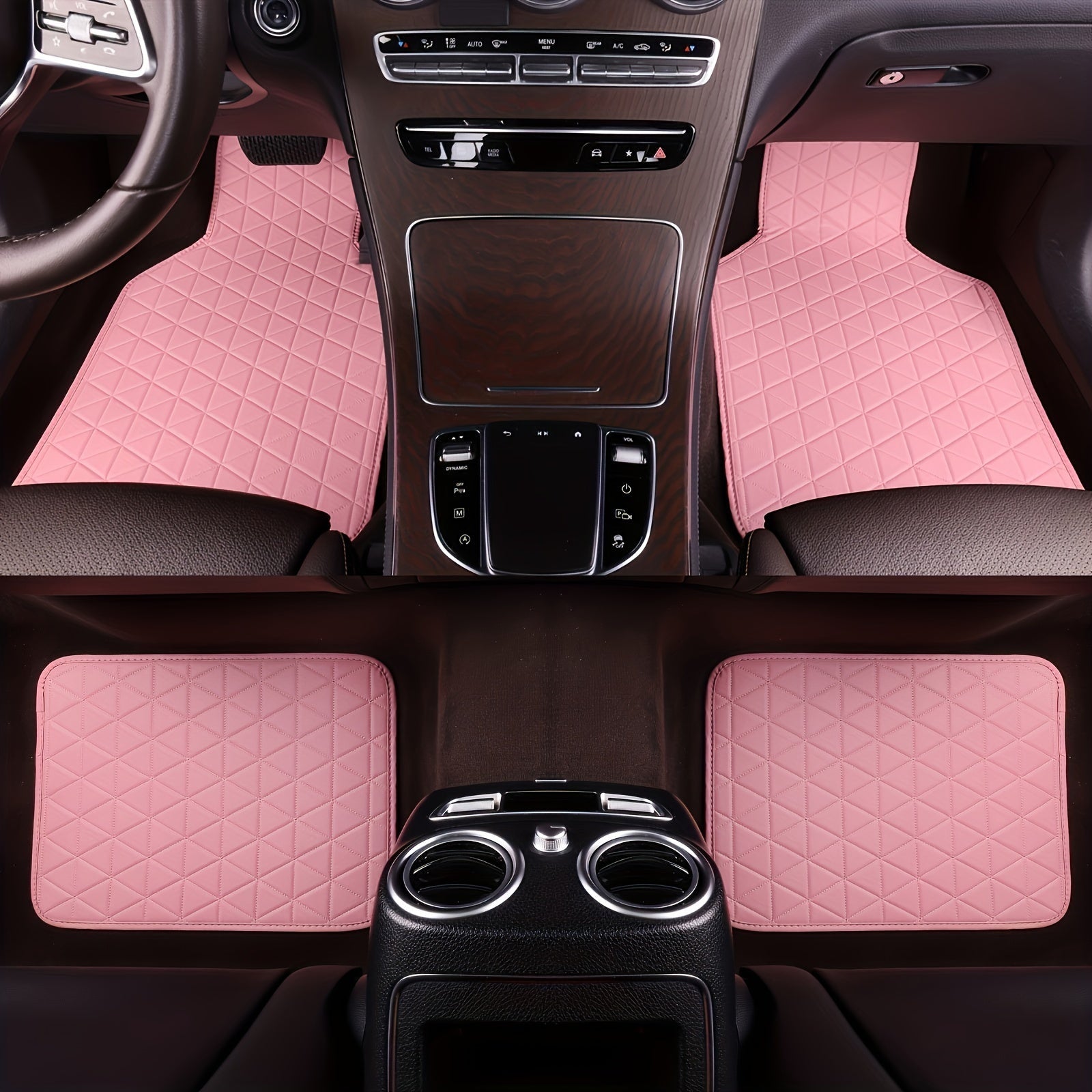 Set of 4 Waterproof PU Leather Floor Mats for Cars – Stylish and Durable