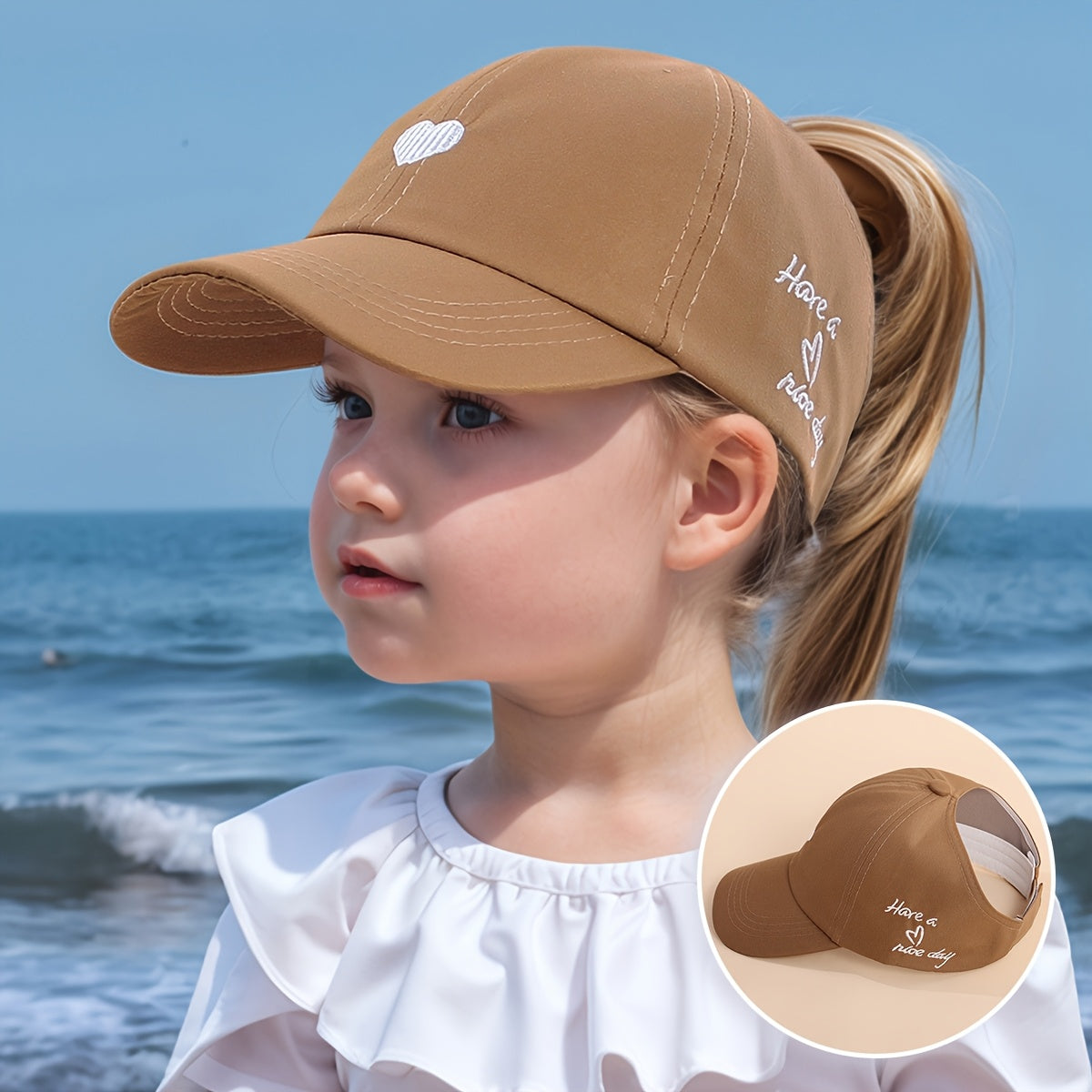 Adjustable Baseball Cap for Kids – Heart Embroidery and Breathable Fit