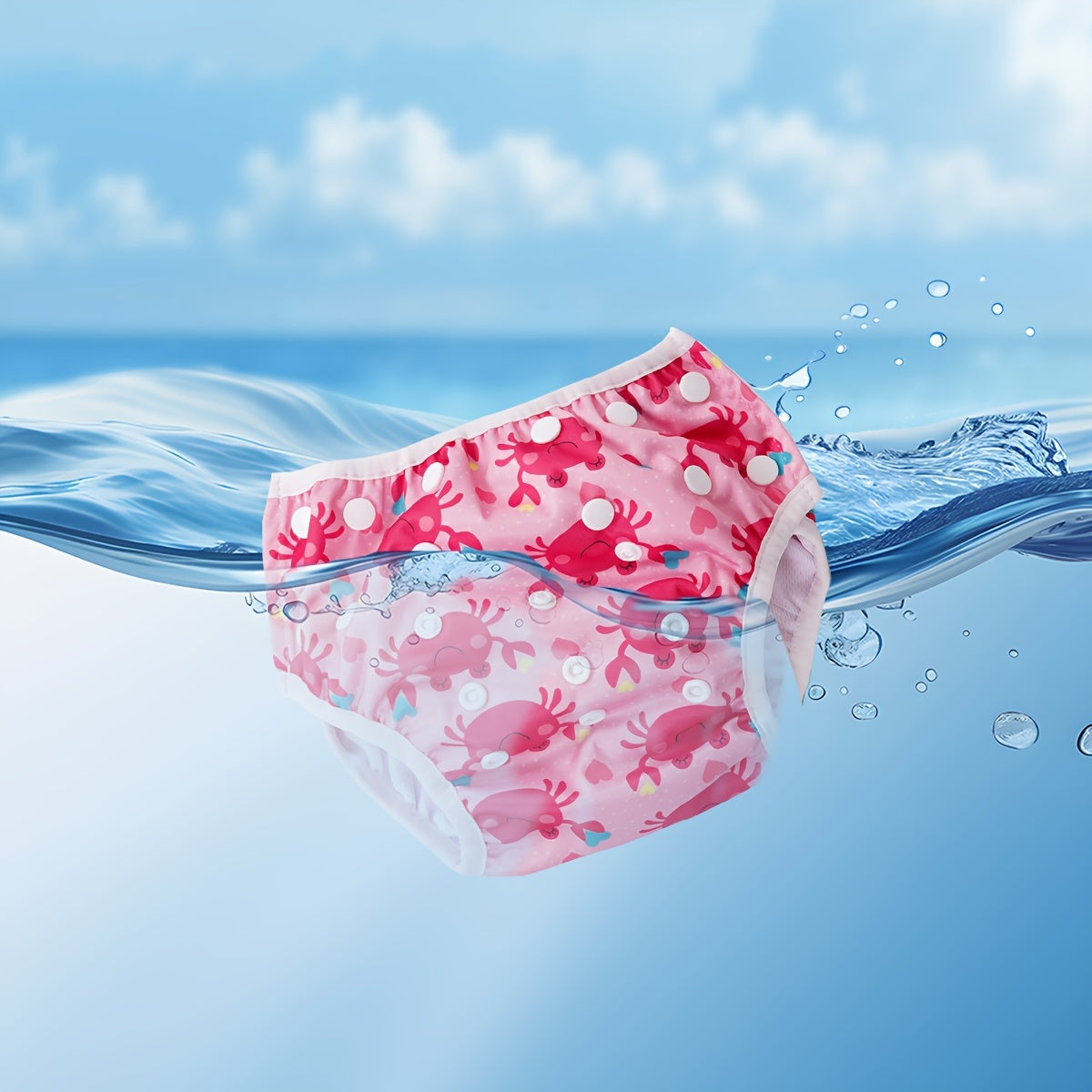 Adjustable Washable Swim Diaper for Babies – Leak-Proof with Fish Print