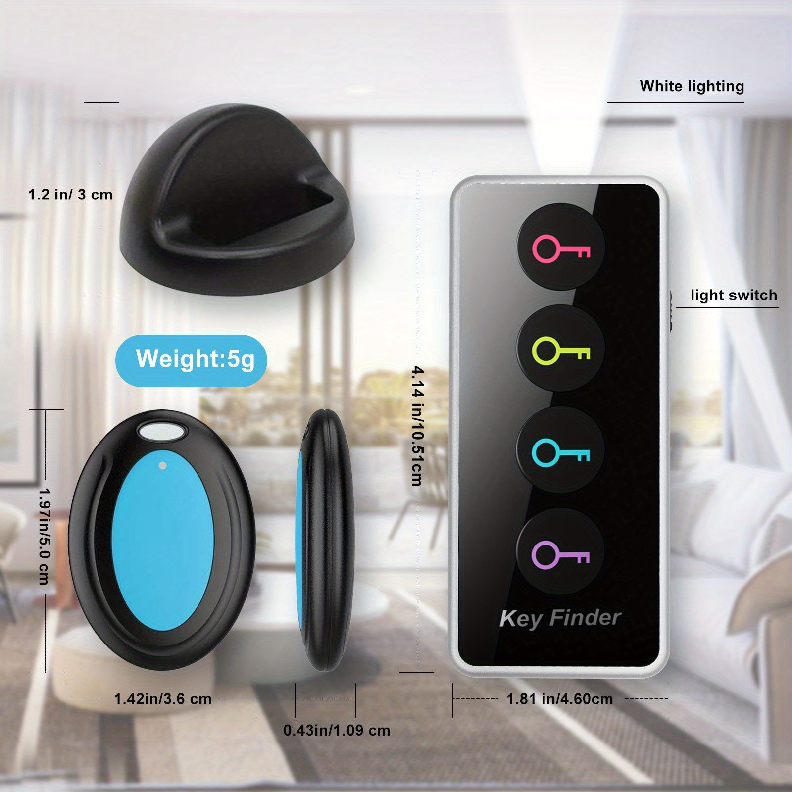 4-in-1 Key Finder with LED Flashlight - Find Your Keys, Wallet, and More