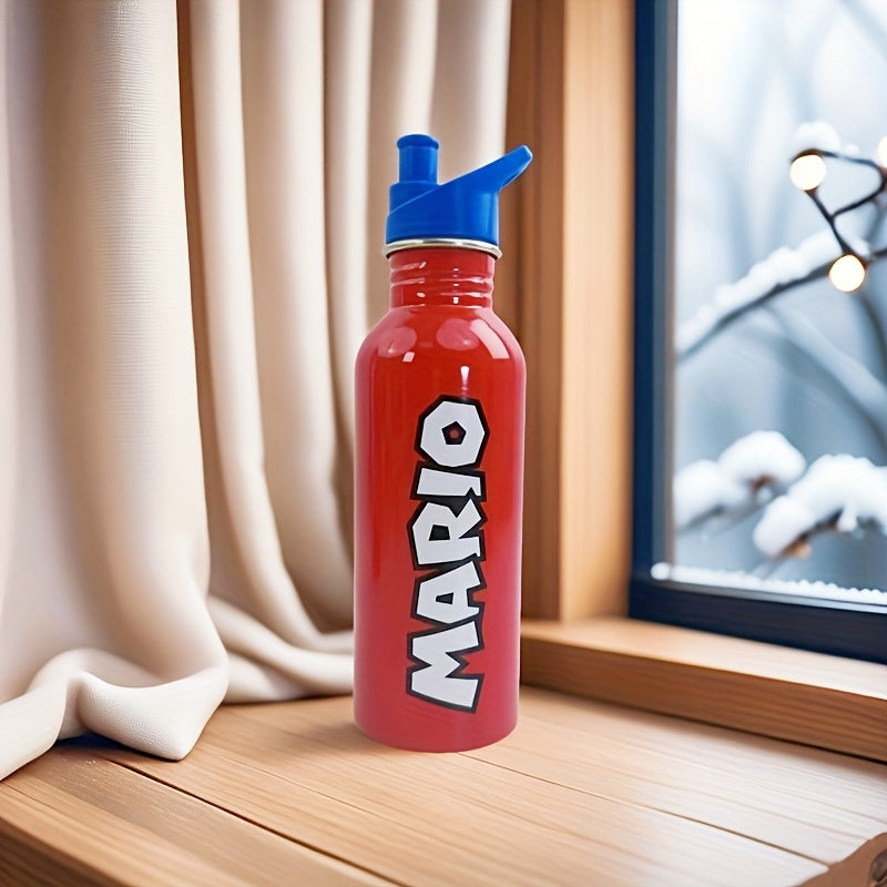 Super Mario Water Bottle - Stainless Steel Drink Bottle with Cap for Kids