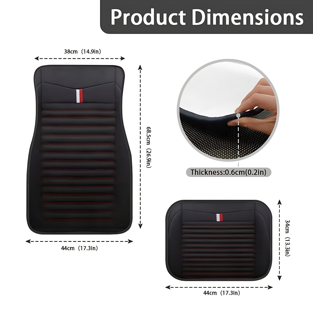 Set of 4 Striped Floor Mats for Cars – Non-Slip and Stain-Resistant for All Seasons
