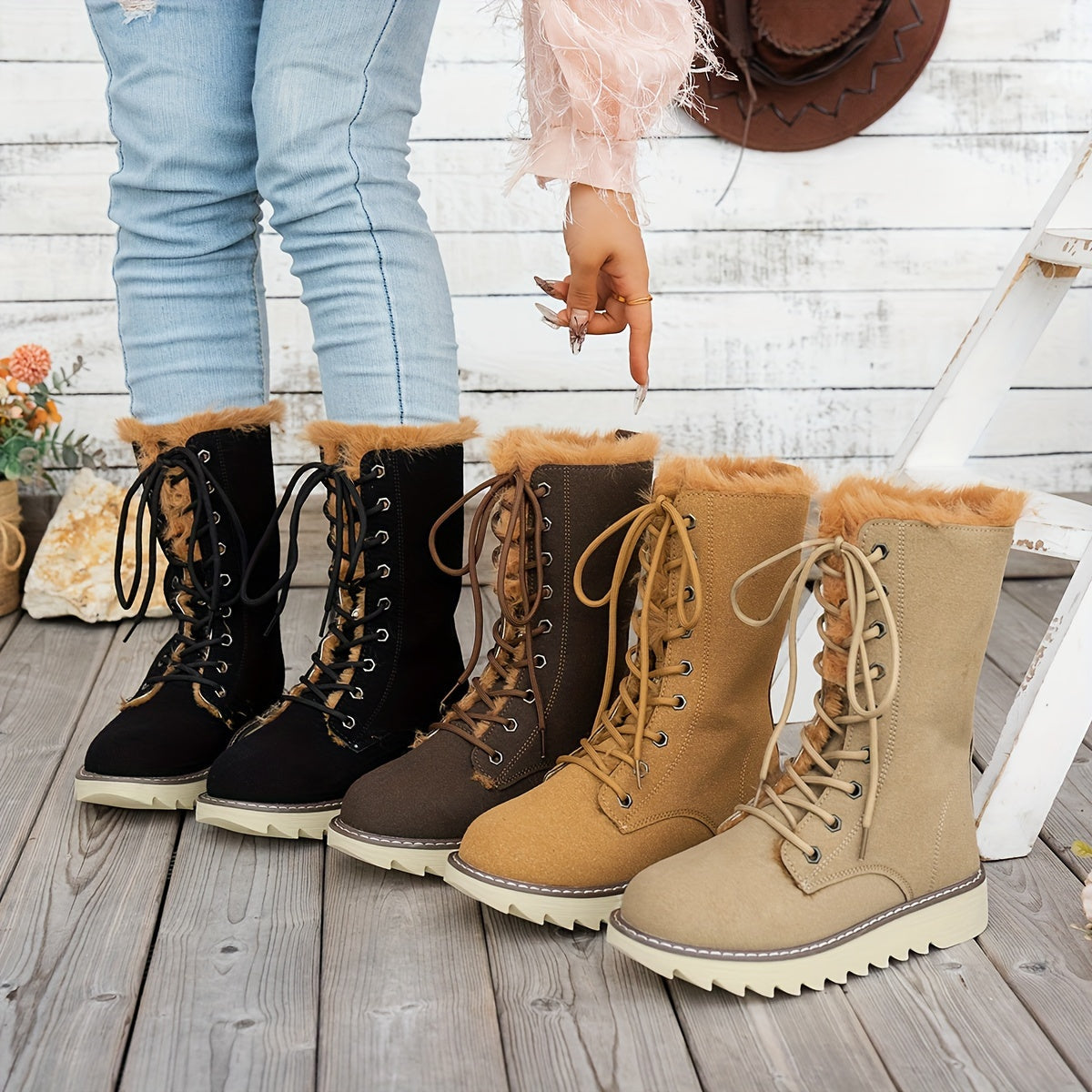 Lieke Winter Boots with Laces - For Style and Warmth