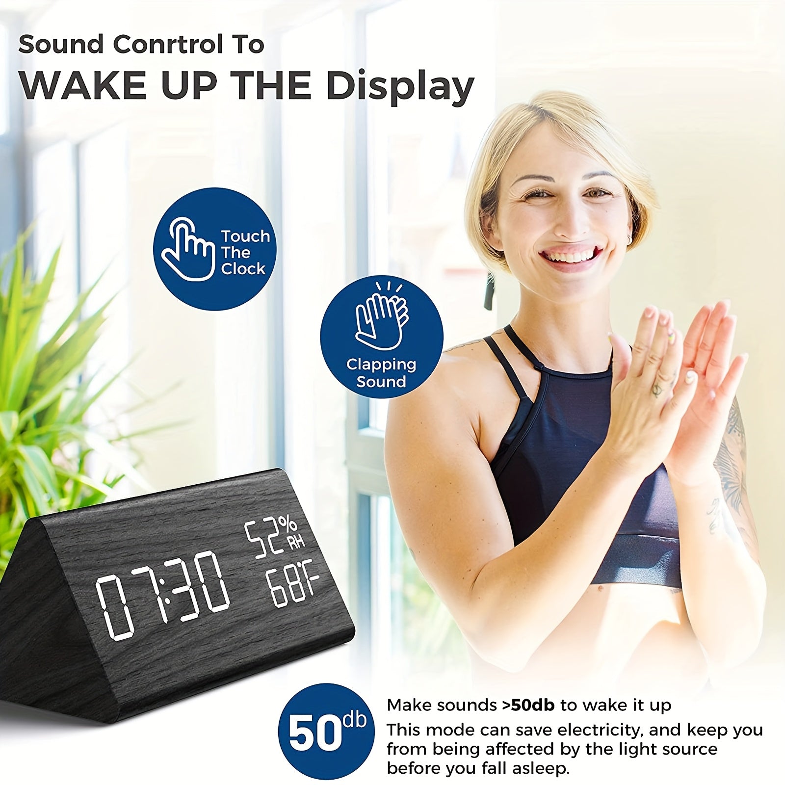 TriWood LED Alarm Clock – Functional and Minimalist Design