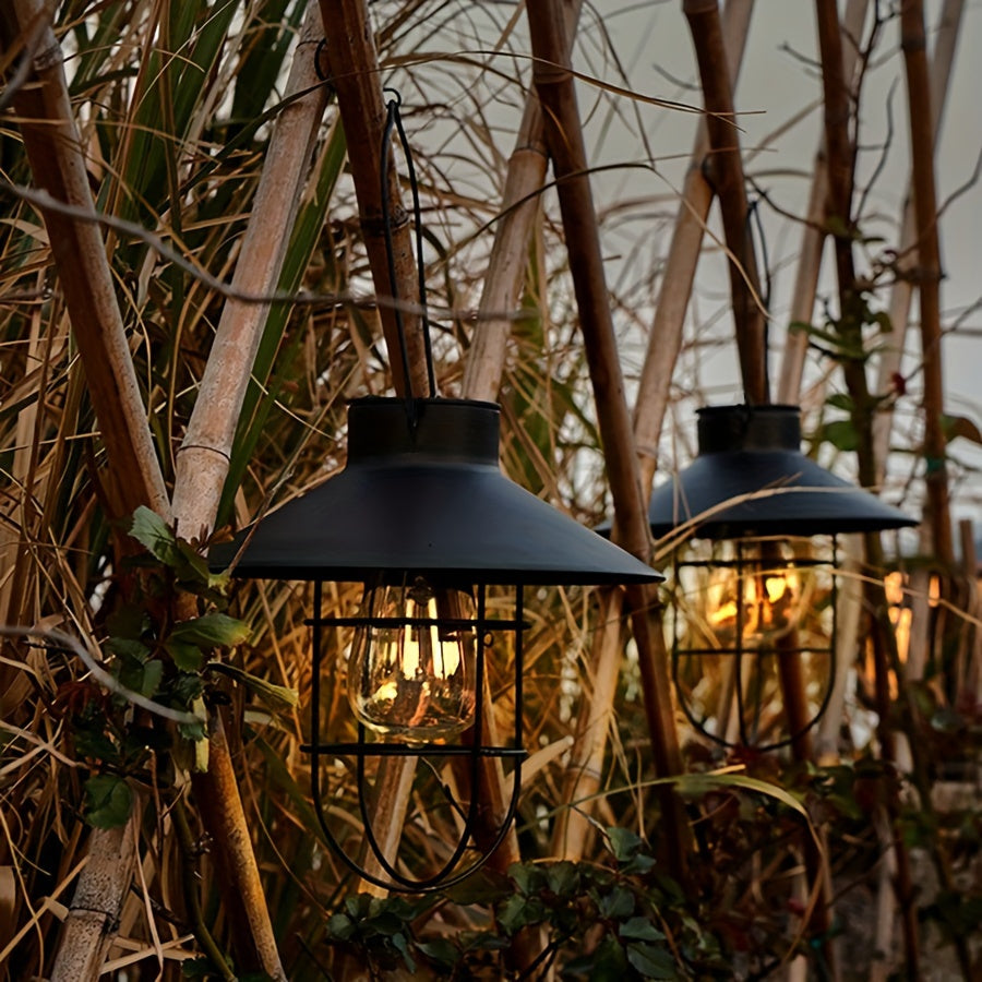 Set of 2 Solar Retro Lanterns – Vintage Hanging Lamps for Garden and Balcony
