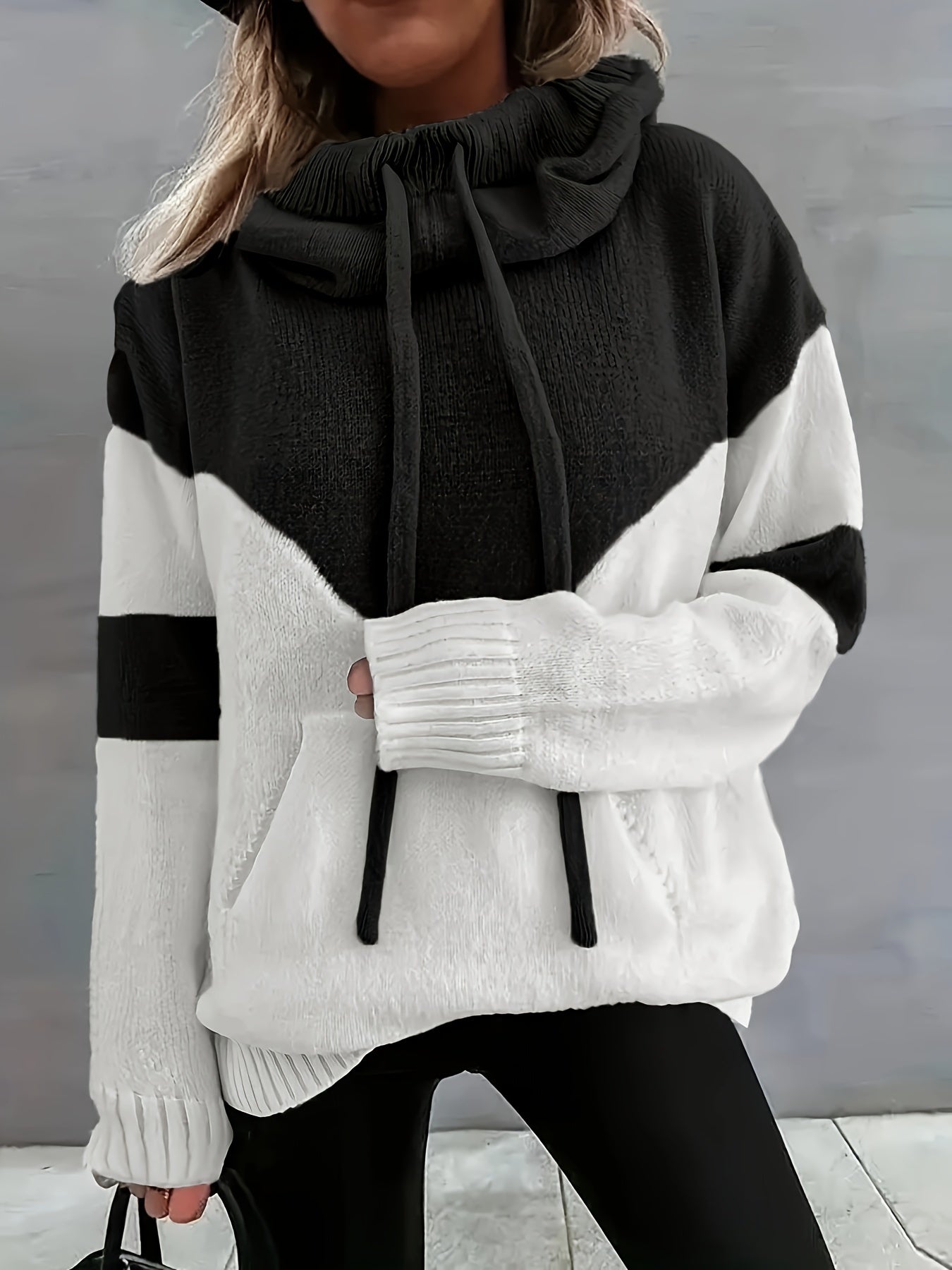 Ava Color Block Hoodie Sweater - Stylish and Comfortable for Women