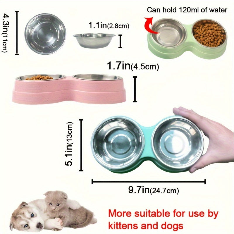 Stainless Steel Double Pet Bowl – Perfect for Food and Water