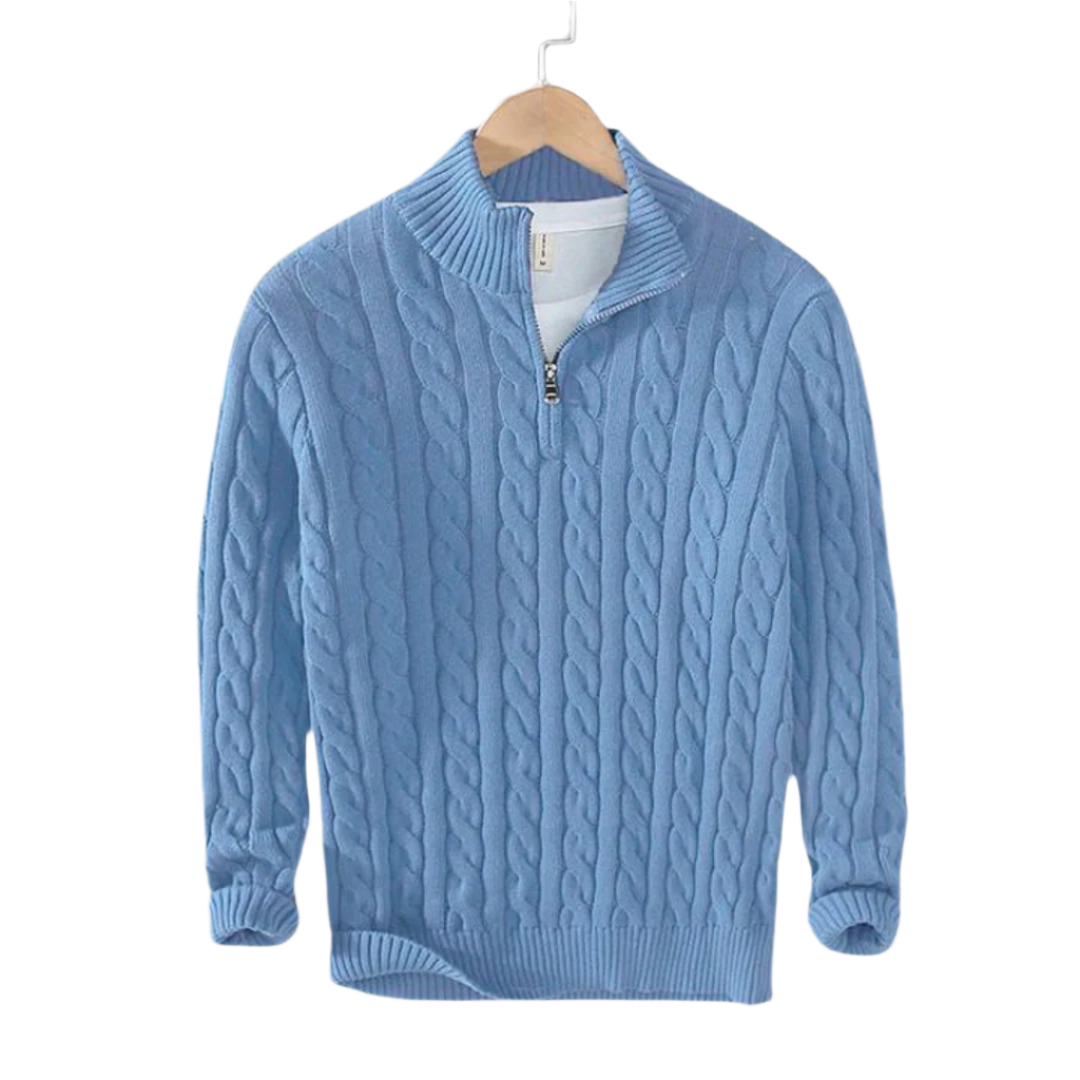 Lars Cable Sweater with Half Zip – Timeless and Warm