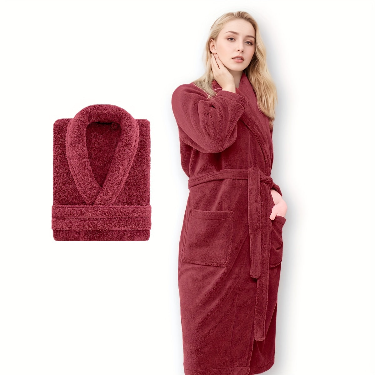 Luxe Unisex Coral Fleece Bathrobe – Ultra Soft and Warm for Your Comfort