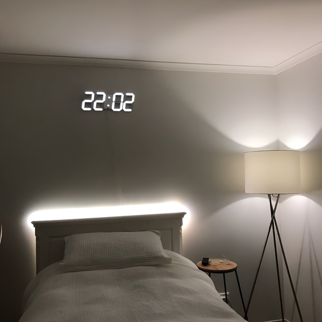 Futuristic LED Wall Clock – Minimalist Design with Smart Time Display