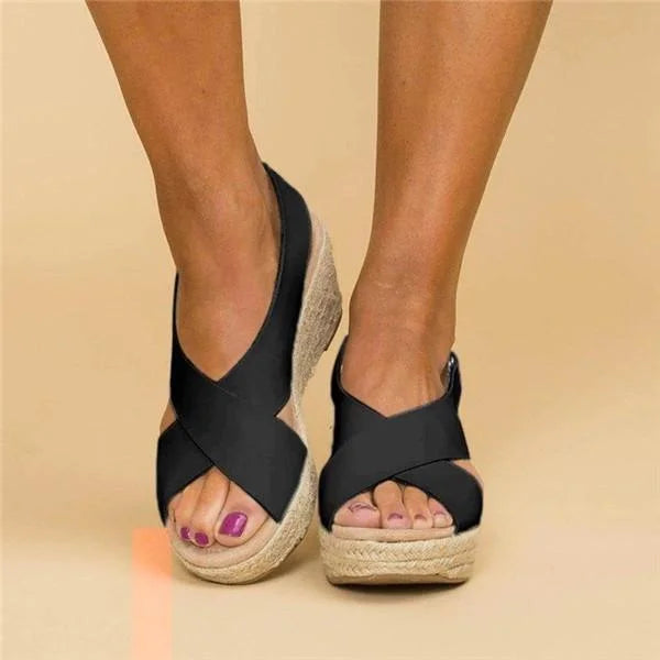 Chic Cross-Strap Wedge Sandals – Comfortable Summer Style