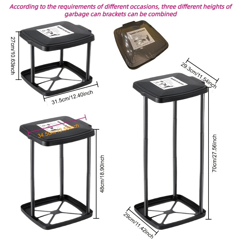 Adjustable Foldable Trash Bag Holder – Three-Piece Height Adjustable Stand for Home or Outdoor