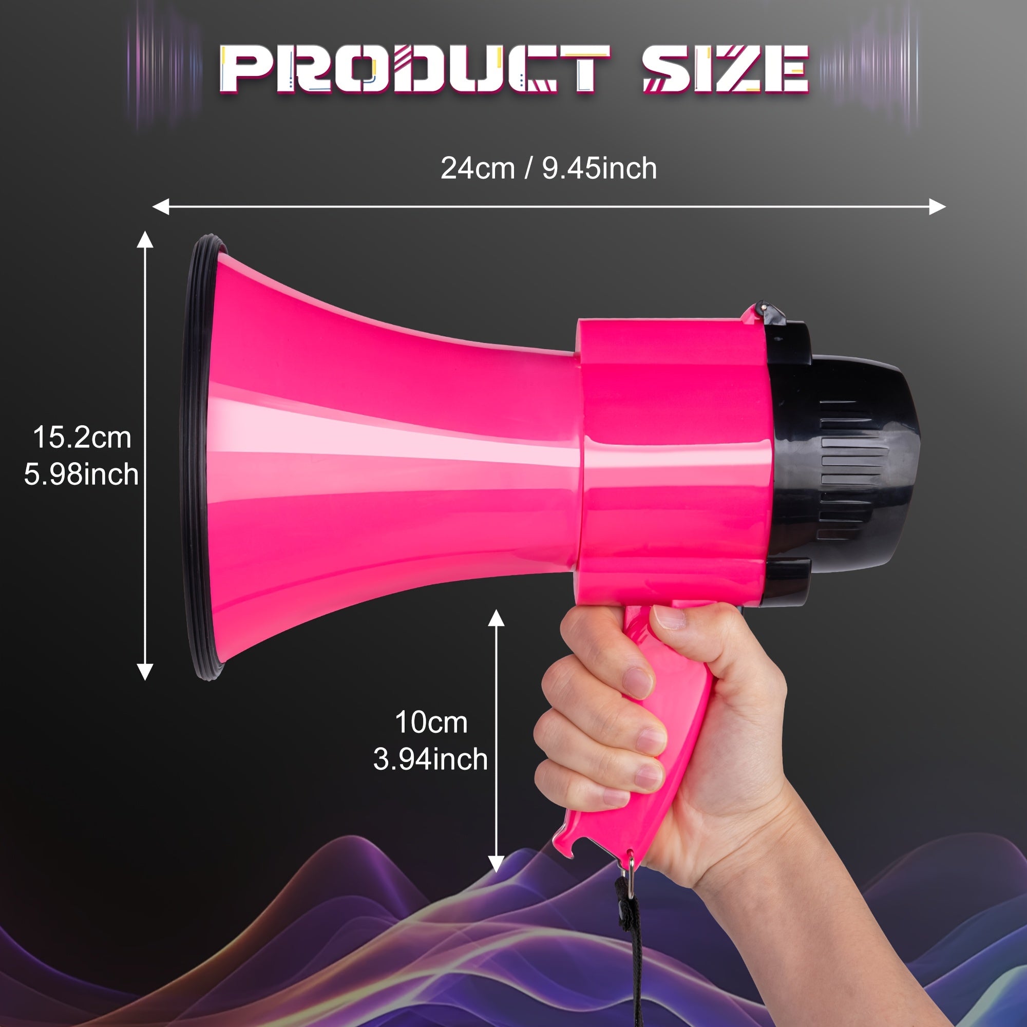 Powerful Megaphone with Siren - Range up to 731 meters, Adjustable Volume
