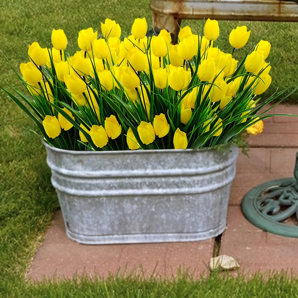 Set of 6 Bundles of Artificial Tulips – UV-Resistant and Realistic for Garden and Interior Decoration