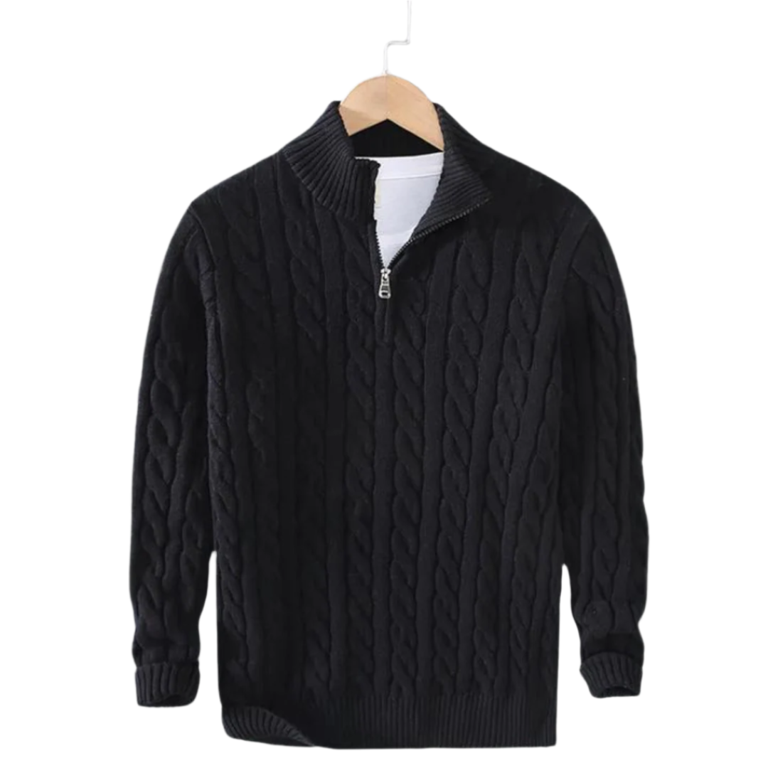 Lars Cable Sweater with Half Zip – Timeless and Warm