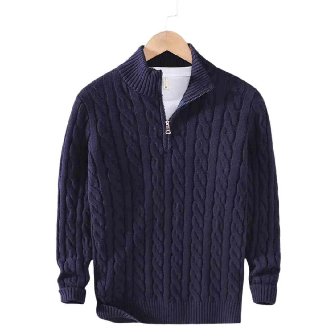 Lars Cable Sweater with Half Zip – Timeless and Warm