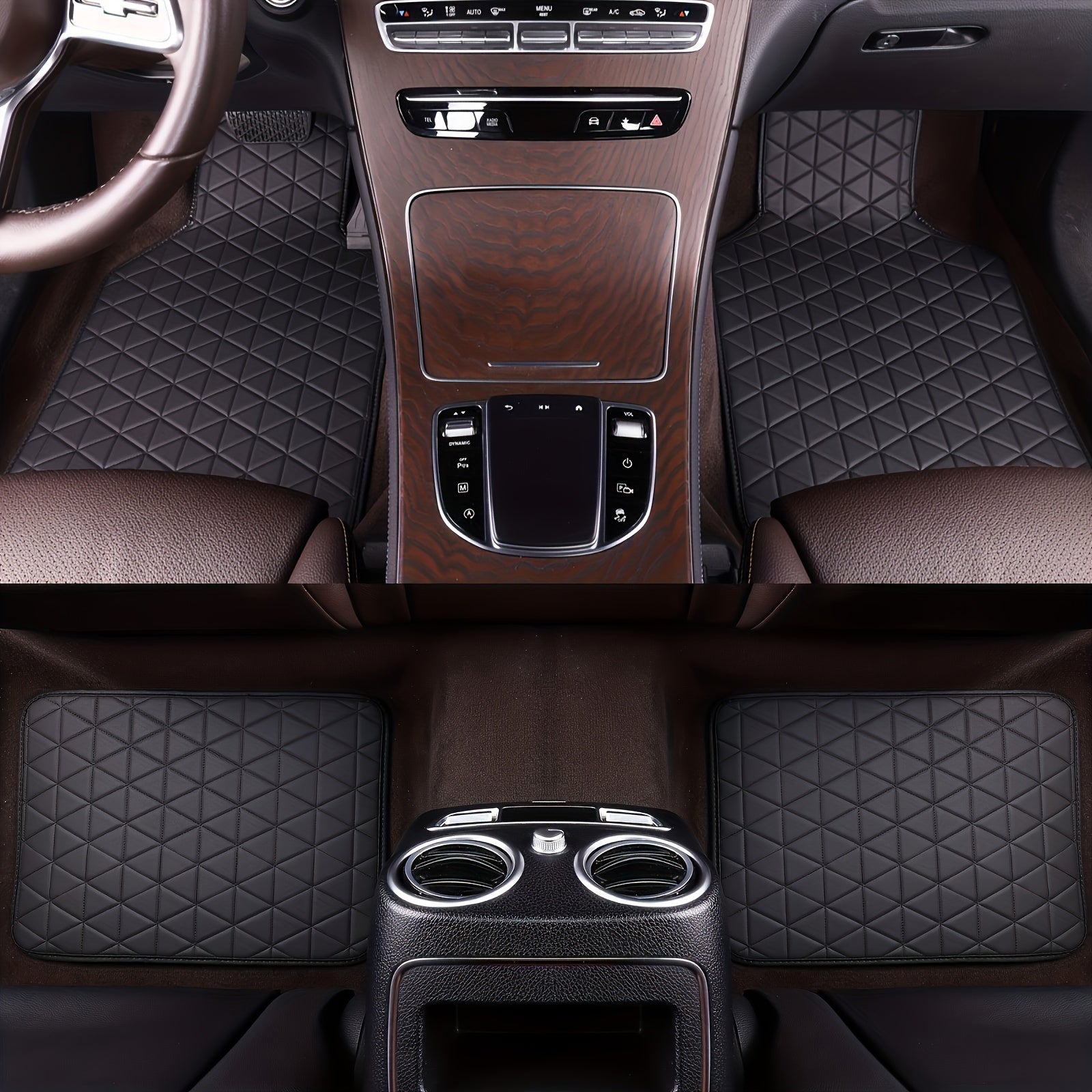 Set of 4 Waterproof PU Leather Floor Mats for Cars – Stylish and Durable