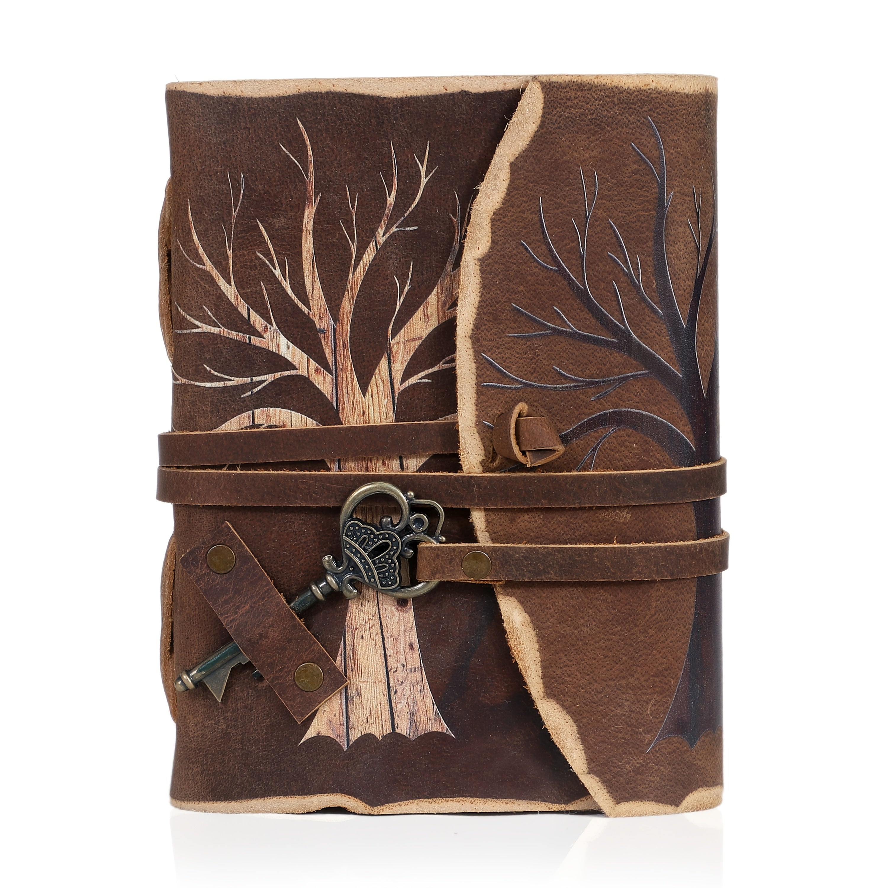 Handmade Vintage Notebook with Leather Look and Key Closure – For Creative Minds
