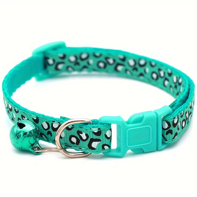 Set of 6 Leopard Print Cat Collars – Adjustable and Safe with Bell