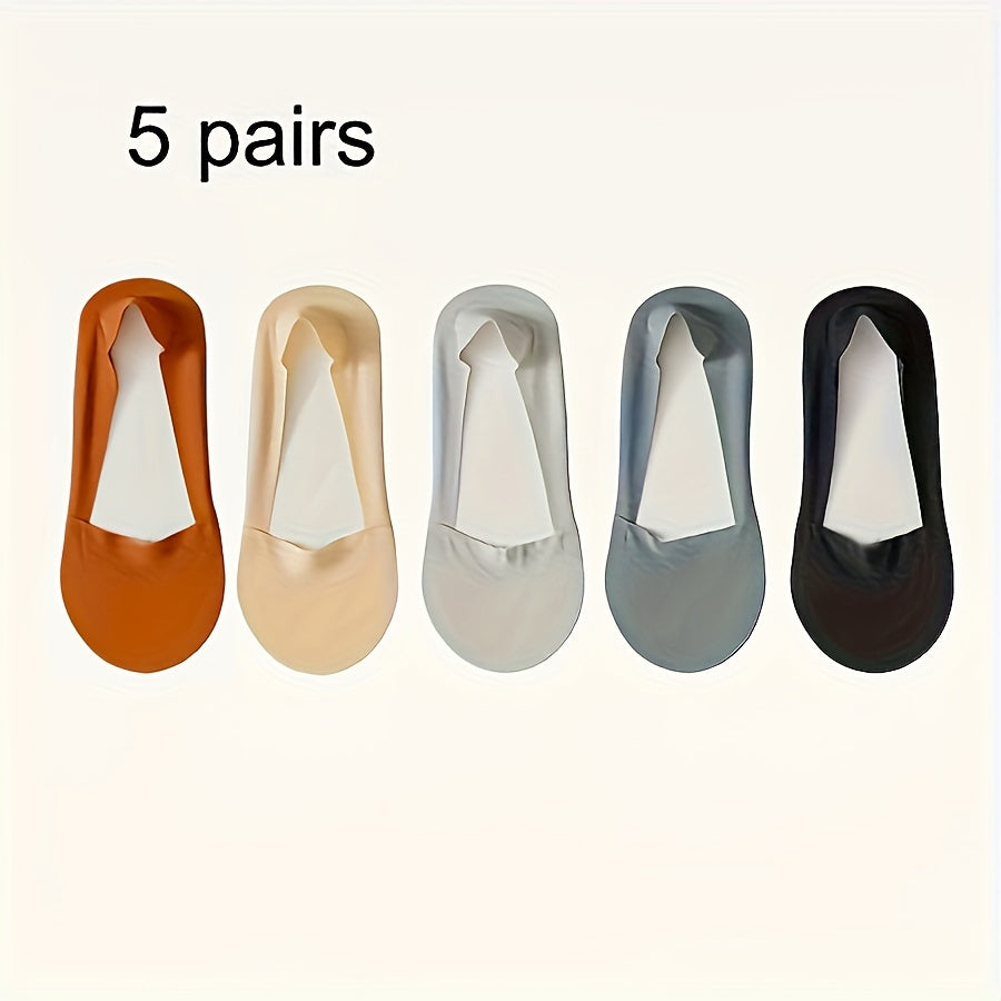 5 Pairs of Ice Silk Socks – Breathable and Non-Slip Invisible Socks for Women