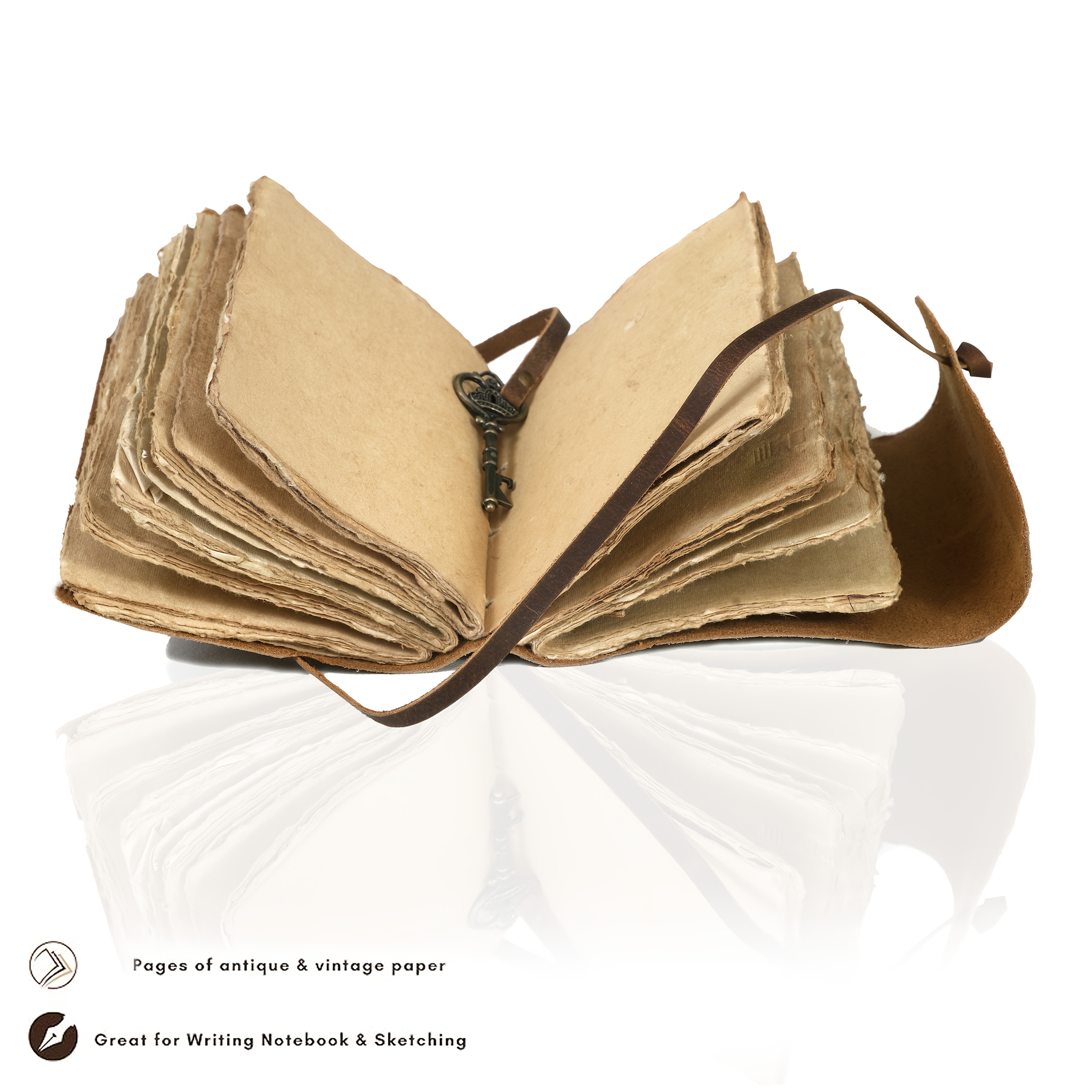 Handmade Vintage Notebook with Leather Look and Key Closure – For Creative Minds