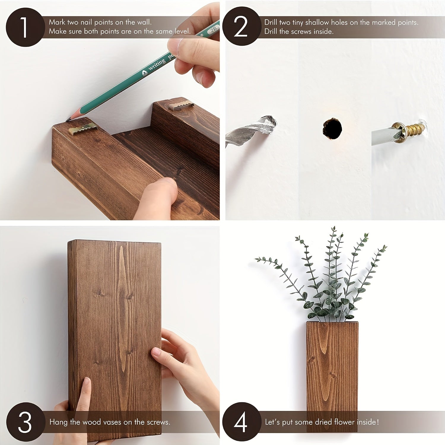 Rustic Wooden Wall Vase - Natural Atmosphere for Any Interior
