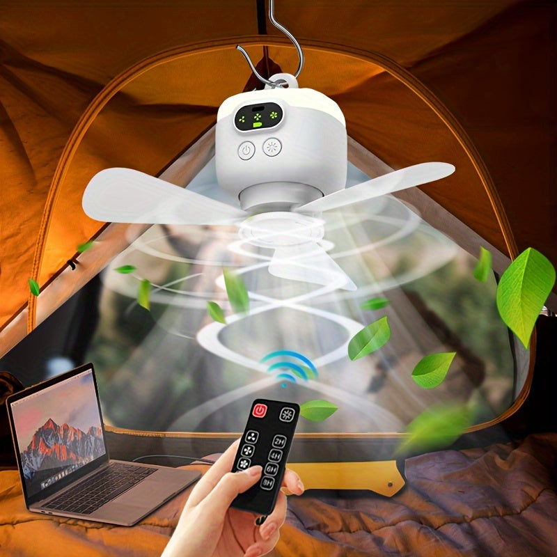 Portable Camping Fan with Lighting – Rechargeable and Remote Controlled for Outdoors