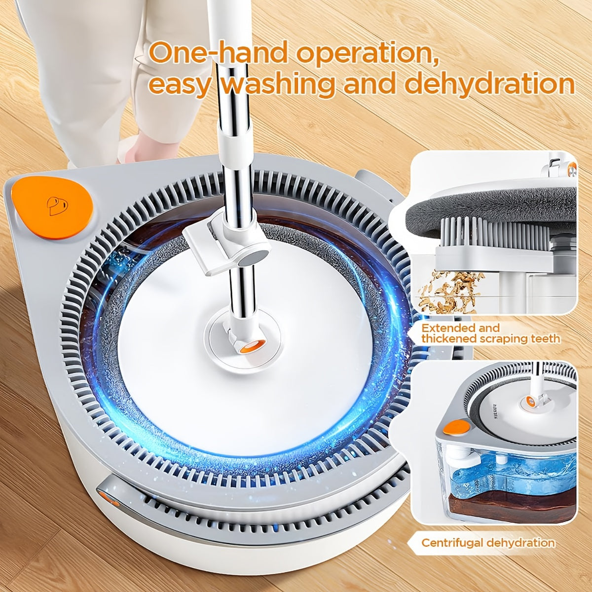 FlexiClean Spin Mop Set – Hands-Free, Adjustable, and Efficient Cleaning