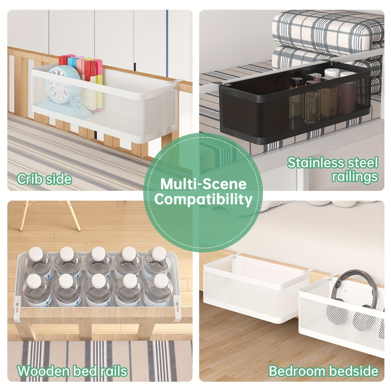Adjustable Metal Storage Basket with Hooks - Convenient Solution for Organization