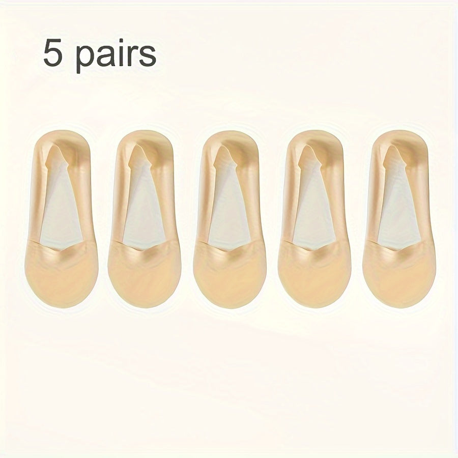 5 Pairs of Ice Silk Socks – Breathable and Non-Slip Invisible Socks for Women